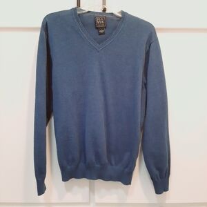 Jos. A. Bank Men's Blue Traveler V-Neck 100% PIMA Cotton Sweater Sz L